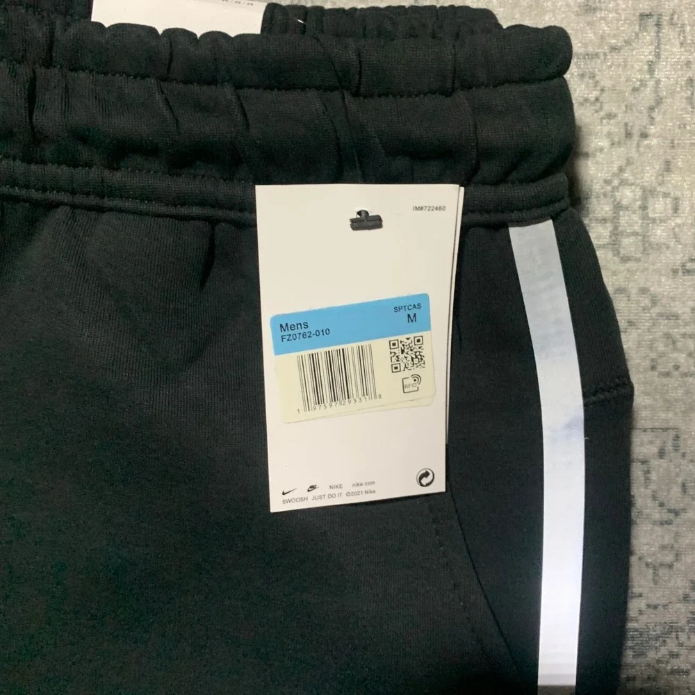 Nike Mens Sportswear Joggers‎ Size M Black Fleece Reflective Stripe FZ0762-010